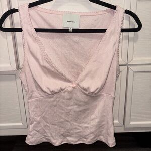 Reformation Rue Pointelle Knit Top Pink - Size S